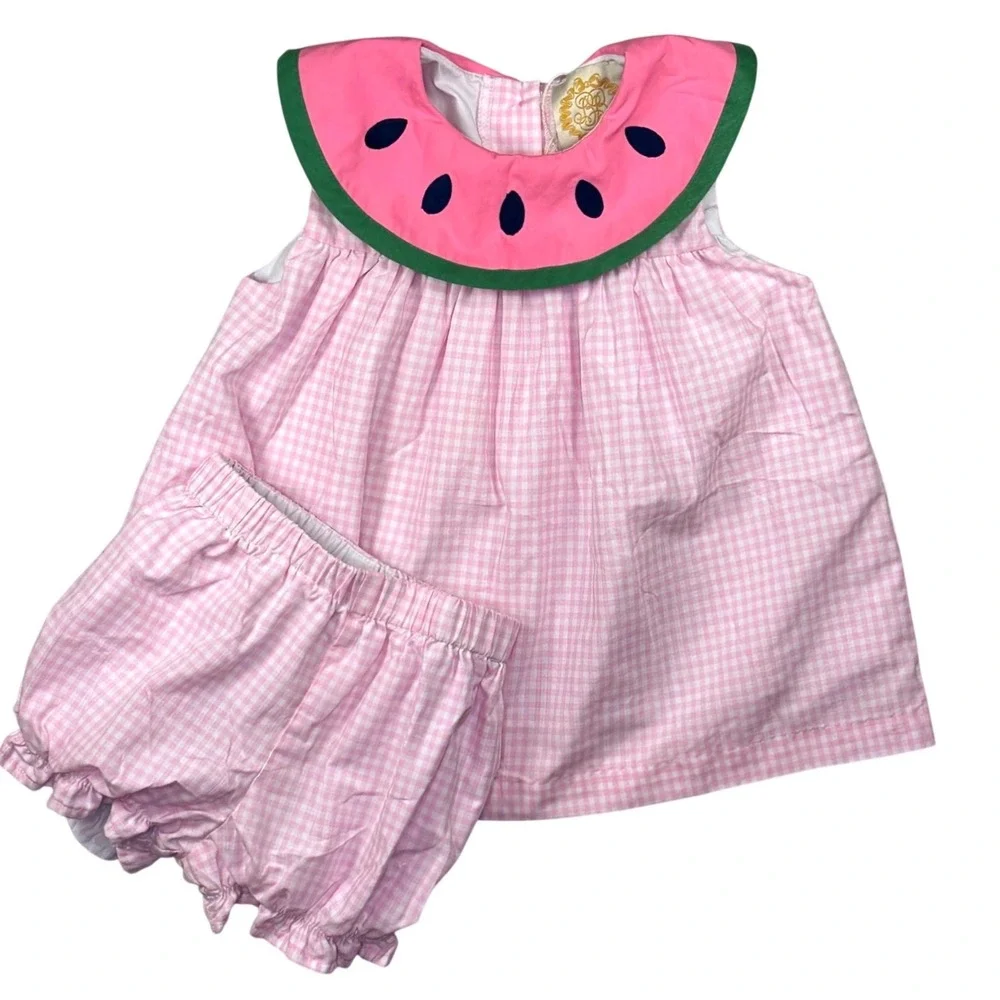 TBBC The Beaufort Bonnet Company Tabitha's Teacher's Pet Set Gingham Watermelon